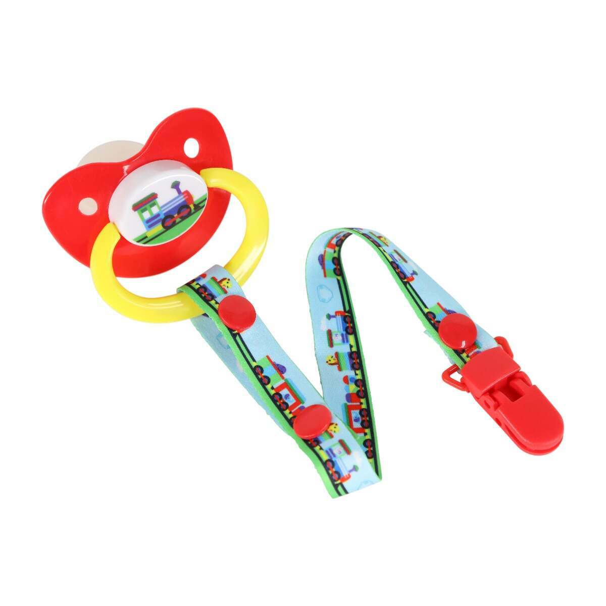 NRU Train Pacifier and Clip Set